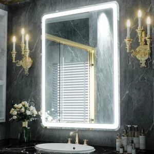 Rectangular led mirror with outer cove light (single line design)