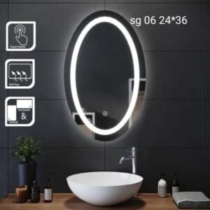 Oval shaped led mirror with inner illuminated light(single line design)