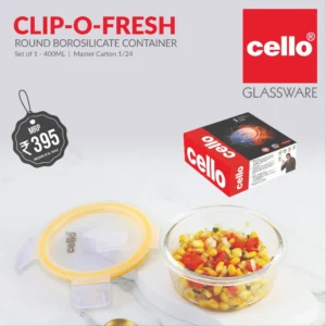 Cello Clip O Fresh Round Borosilicate Container