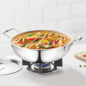 Borosil Cookfresh Triply Kadhai | SS Handle + Lid